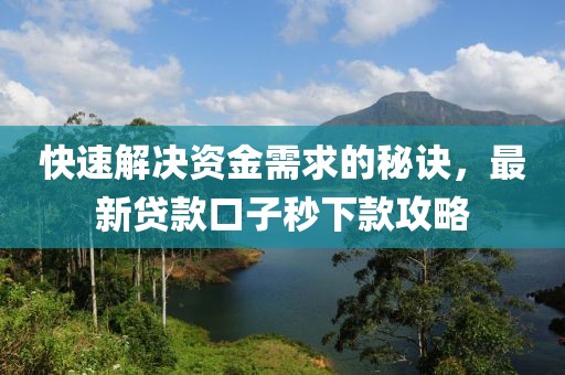 快速解决资金需求的秘诀，最新贷款口子秒下款攻略