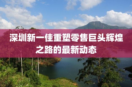 深圳新一佳重塑零售巨头辉煌之路的最新动态