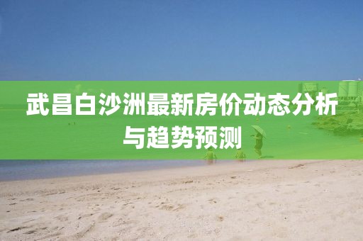 武昌白沙洲最新房价动态分析与趋势预测