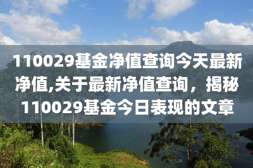 110029基金净值查询今天最新净值,关于最新净值查询，揭秘110029基金今日表现的文章